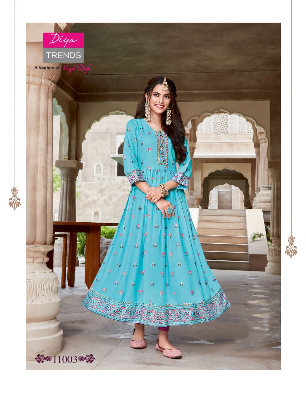 Ethnicity 11 Fancy Designer Festive Wear Rayon Fancy Embroidery Kurtis Collection